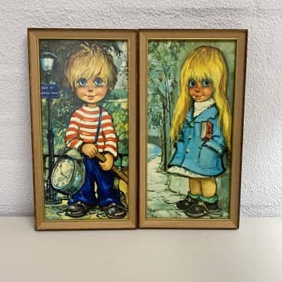 Pair of painted artworks