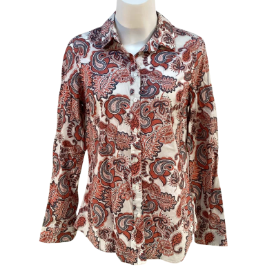 Sportscraft Womens Size 10 Long Sleeve Shirt Pink  / White 