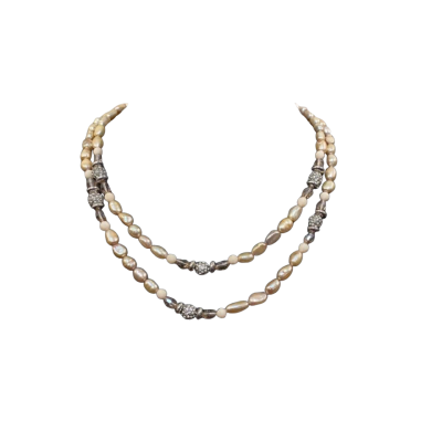 Pearl Double Strand Necklace with Beads