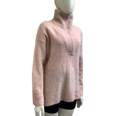 Witchery Womens  Size L  Wool & Mohair Blend Quarter Zip Jumper Pink  