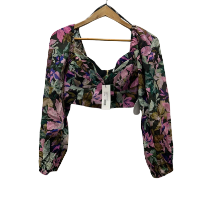 Sheike Womens  Size 6 Cropped Top Green / Pattern / Pink  