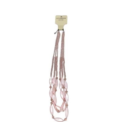 Liz Jordan Multi-Strand Necklace With Pink Beads & Mother-Of-Pearl Oval Accents - BNWT - RRP$39.95 