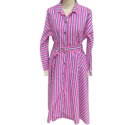 Maje  Size 1 Long Sleeve Dress Pink  / Purple / Striped / White 