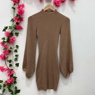 Bec & Bridge Womens Knit Mini Dress Size 6 Khaki 