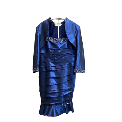 Rina Di Montella Womens  Size 12 Two-Piece Formal Dress & Jacket Navy Blue 