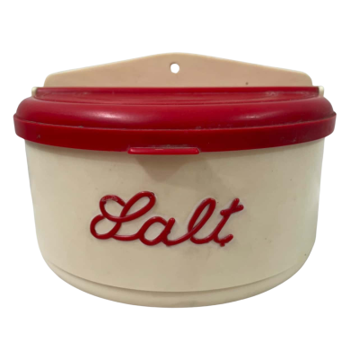 Nally Ware Red and Cream Semi-circular Salt Cellar, Vintage, Crack on Side Pictured