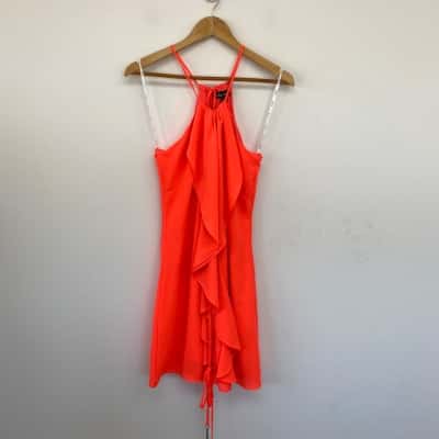 City Chic Paradise Tunic Waterfall Frill Mini Dress  Size XS 