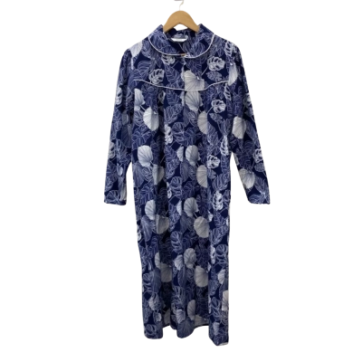  Givoni Womens Nightdress Size S Navy Blue / Leaf Pattern 