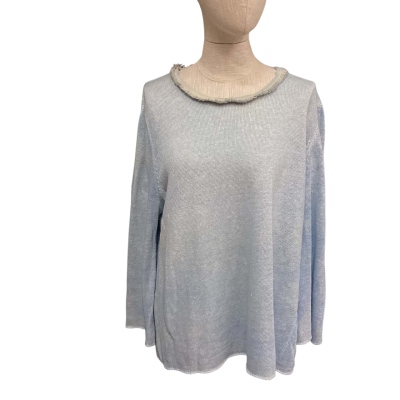  Avant Toi Knitted Linen Size XL Long Sleeve Top Blue 