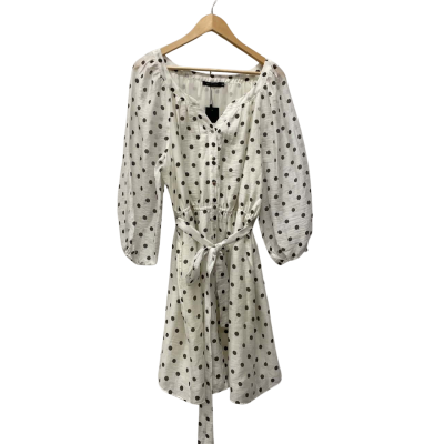 Portmans Womens  Size 18 Cocktail Dress / Party Dress / Work Dress Black  / Off White / Polka Dot 