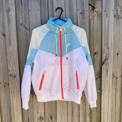 Unisex Nike Size S Hooded Track Jacket Blue / Green / Off White / Orange / White 