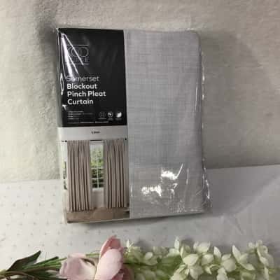 Koo Elite Somerset Linen Colour Blockout Pinch Pleat Curtains (new)