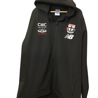 AFL ST.KILDA Zipper front jacket w/hood Mens  Size XXXXL Hoodie Black /Red/White LOGO