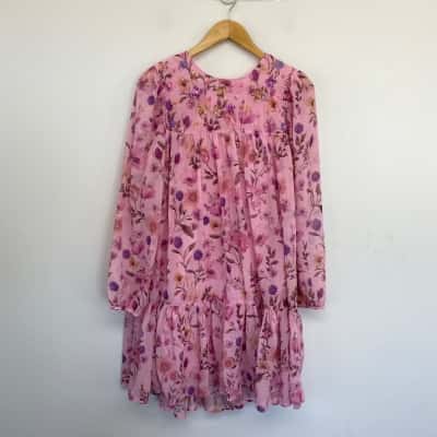 NEXT Pink Floral Long SLeeve Dress  Size 16 yrs