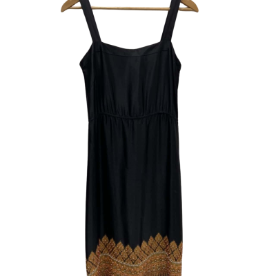 Kachel Size 8 SILK BEADED Midi / Sleeveless Dress  Black  