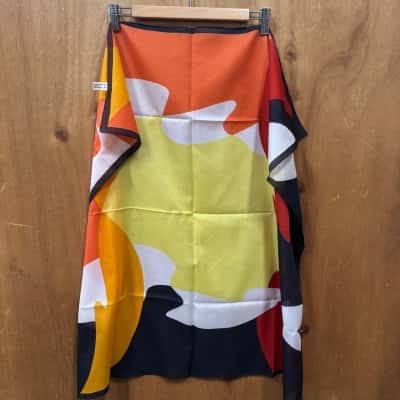 Abstract Art Design Orange & Yellow Scarf (Made in Italy)