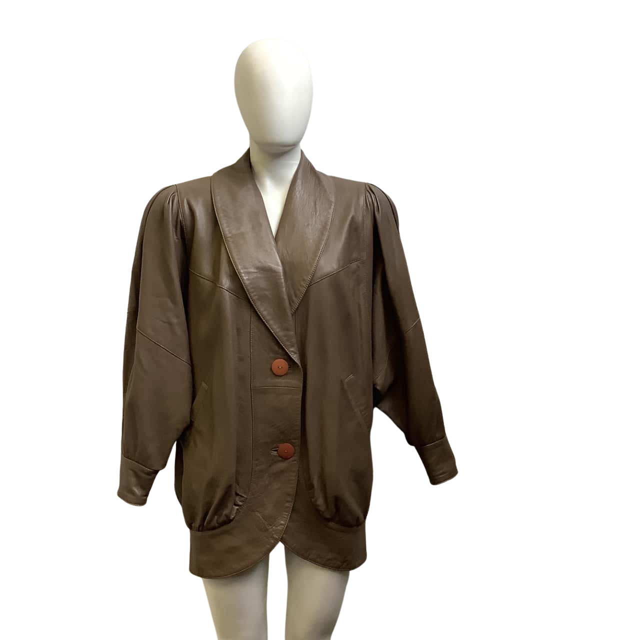 J.P. Womens Size ML Shawl Collar Leather Jacket Nutmeg(s)