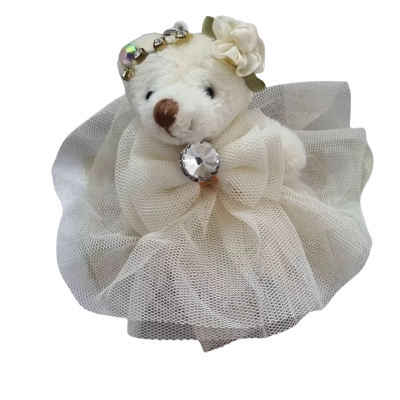  Womens White Teddy Keychain