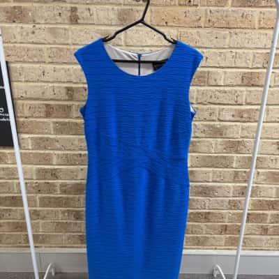 Frank Lyman Womens royal blue textured sheath dress Size 14 