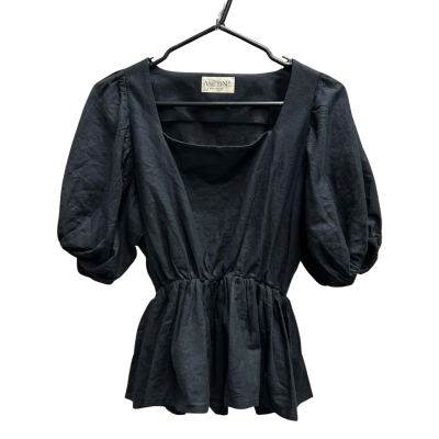  ANS.EIN (Singapore Based) Size F/Small Black Short Balloon Sleeve Top