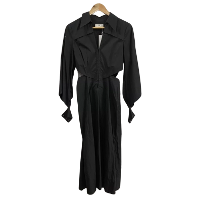Cue Womens  Size 8 Cutout Shirt Midi Dress Black  