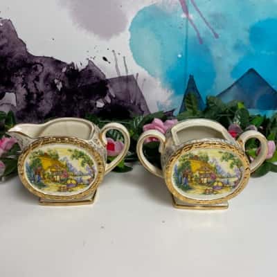 Sadler Made in England creamer and sugar bowl 