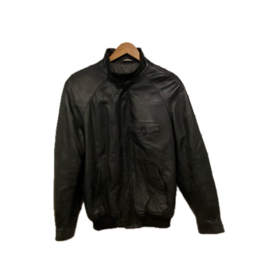 Cortefiel Mens Size 55 Leather Jacket Black  