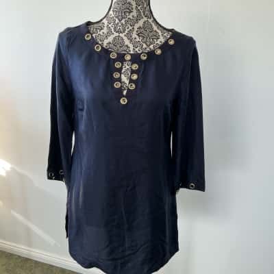 Dana Buchman Womens  Size XS 3/4 Sleeve Top Navy Blue 