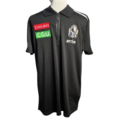 AFL Collingwood Mens  Size M Short Sleeve Shirt Black  / White 