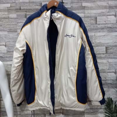 Sean John Mens  Size XL Puffer / Winter Jacket Cream / Navy Blue / Yellow 