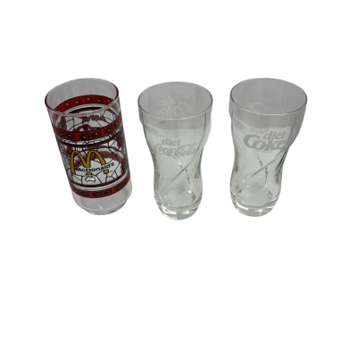 3 x Vintage Coco Cola Glasses