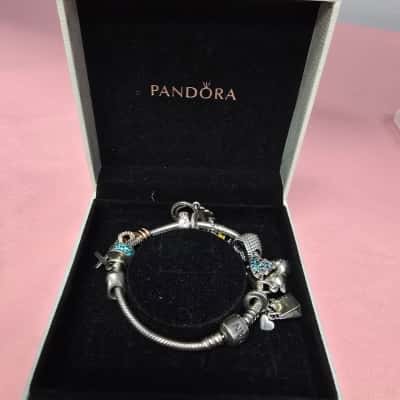 Genuine Pandora Beaded Bracelet ALE 925 with 11 beads/ charms