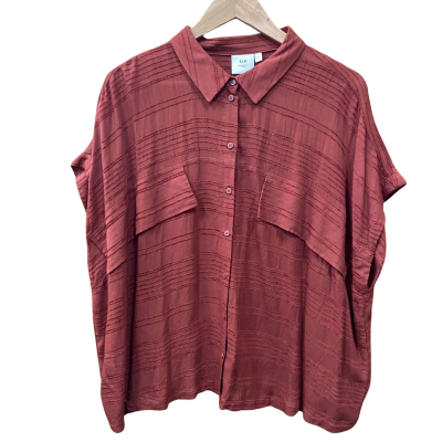 ELK Brown Striped Short Sleeve Shirt Size M/L