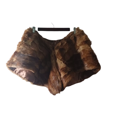  Womens Fur/Leather Shawl One Size