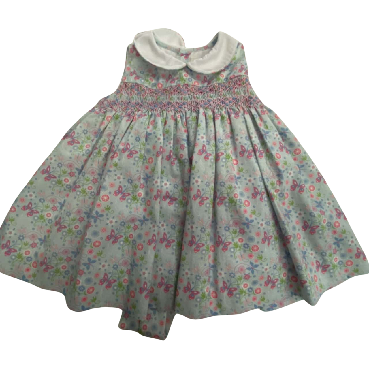 Korango Natural Class Collared Smocked Voile Dress  - Ivory (Size NB-2Y)