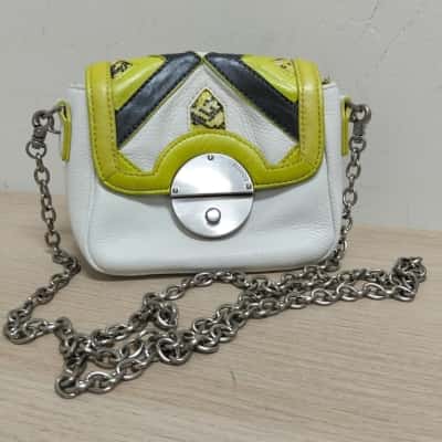 Mimco Womens Mini Black  / White / Yellow Bag VGUC