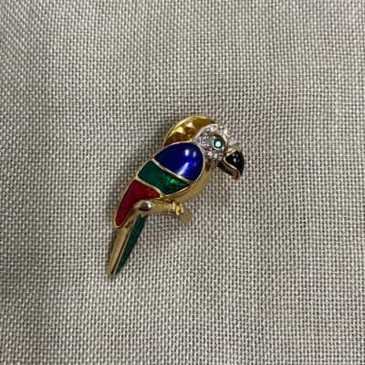  Womens Multicoloured Parrot Brooch with Diamanté Accents