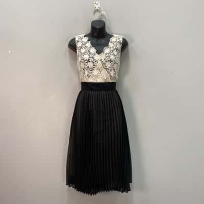 Basque Womens  Size 12 Midi Dress Black  / White 