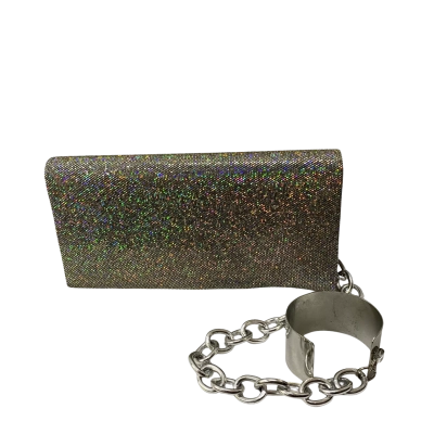 Zu Womens Clutch Silver Glitter Evening 