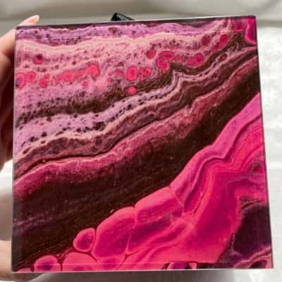 Ladies Jewellery Box PINK glass look