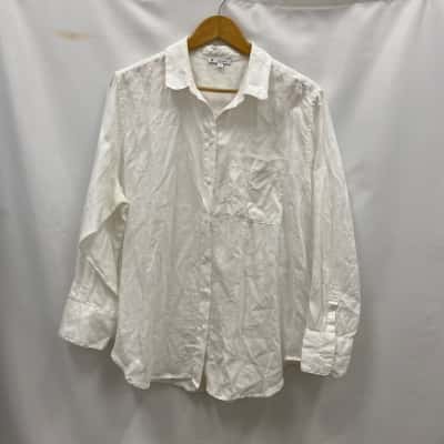 Target Women's Size 16 Long Sleeve Linen Shirt White 