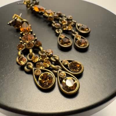 Bronze Chandelier Sparkle Earrings 