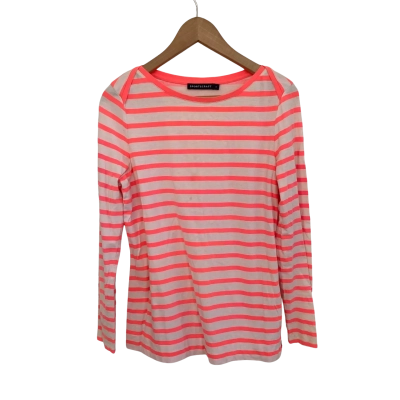 Sportscraft Womens  Size M Long Sleeve Top Pink  / Striped / White 