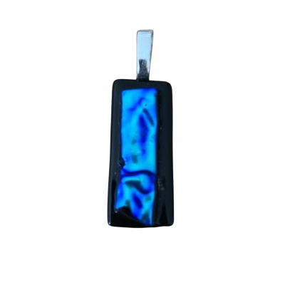 Handcrafted dichroic art glass Womens Pendant Blue 