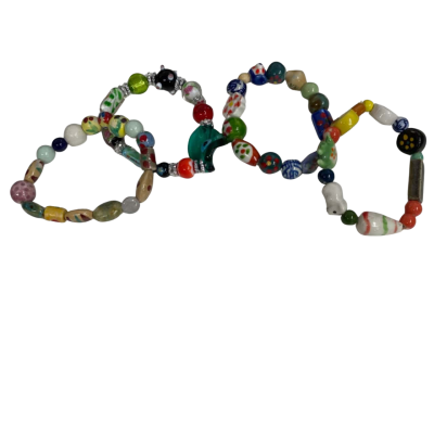 Womens Chunky Bead Bracelets Set/4