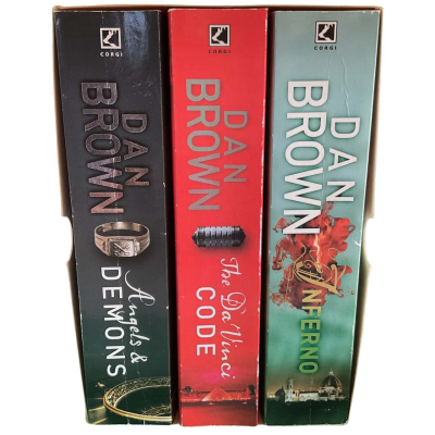 Dan Brown Robert Langdon Three Novel Paperback Book Box Set Including Angels & Demons, The Da Vinci Code and Inferno