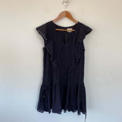 Seed Heritage Navy Blue Broderie Mini Dress  Size 8 