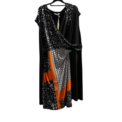 Virtuelle Womens  Size 24 Sleeveless Dress  Black  / Orange / White   RRP $109.95