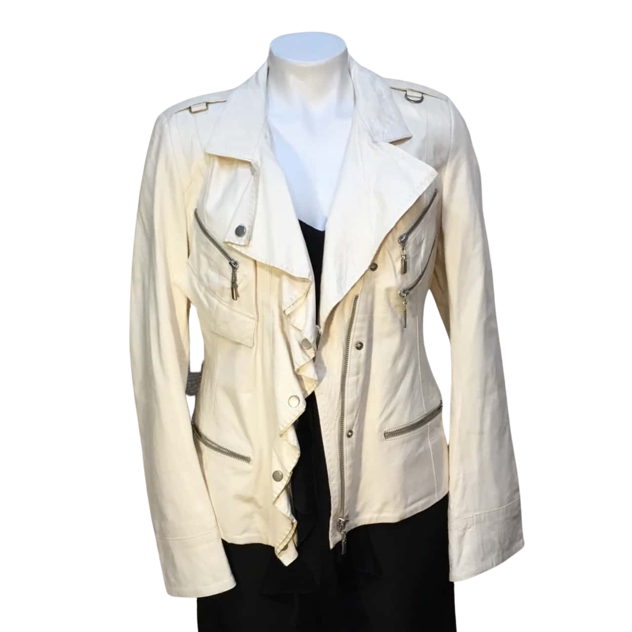 Womens Size L Lambskin Leather Cream Jacket(s)