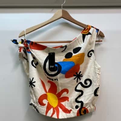 SPORTSGIRL Size 8 Le Soleil Et La Lune Sleeveless Top Multicoloured / Pattern 